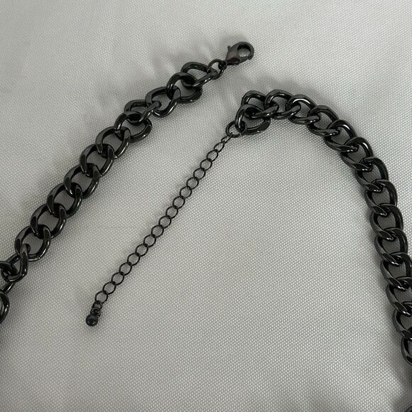 Joan Rivers Statement Necklace Rhinestone Blue Flowers Silver - Picture 6 of 11